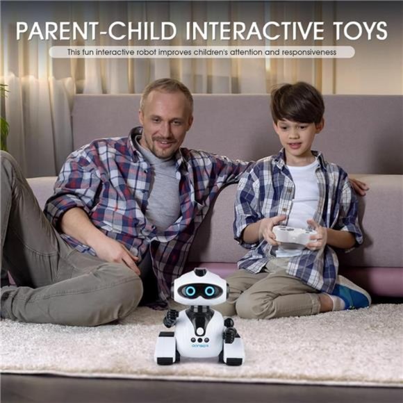Robots Toys for Kids, Remote Control Robot Toys with Music and LED Eyes (White) - Picture 5 of 6
